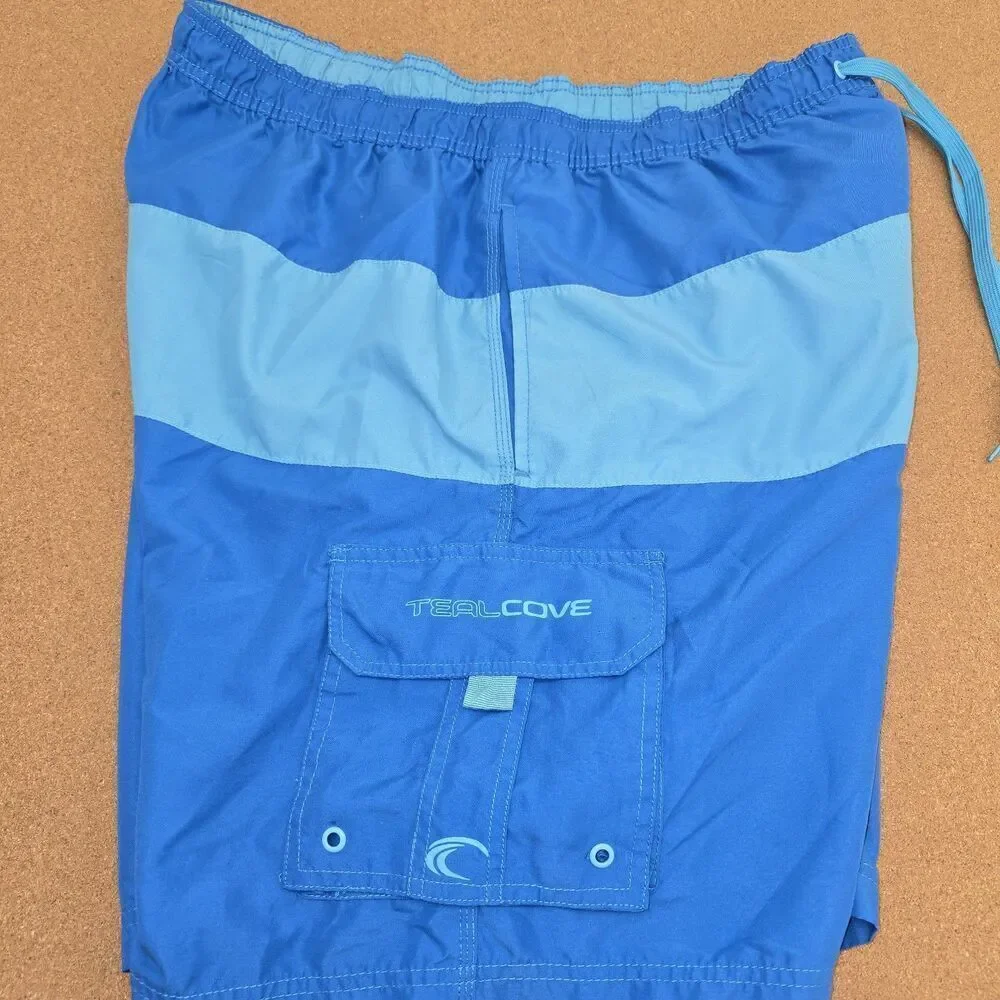 Teal Cove Swim Trunks Board Shorts Men's XXL Drawstring  Pockets (C25)